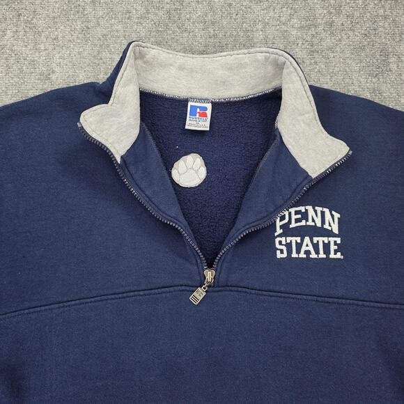 Vintage Penn State Sweatshirt Mens XL Blue 1/4 Zip Russell Athletic Pullover USA - Picture 9 of 16